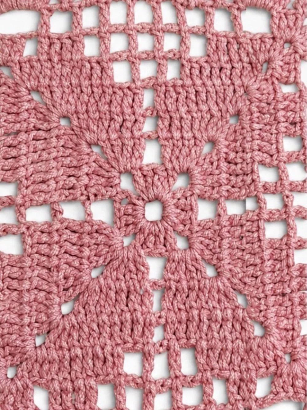 Handmade Pink Crochet Square Doily Tablecloth Accent 17 x 17 Scalloped